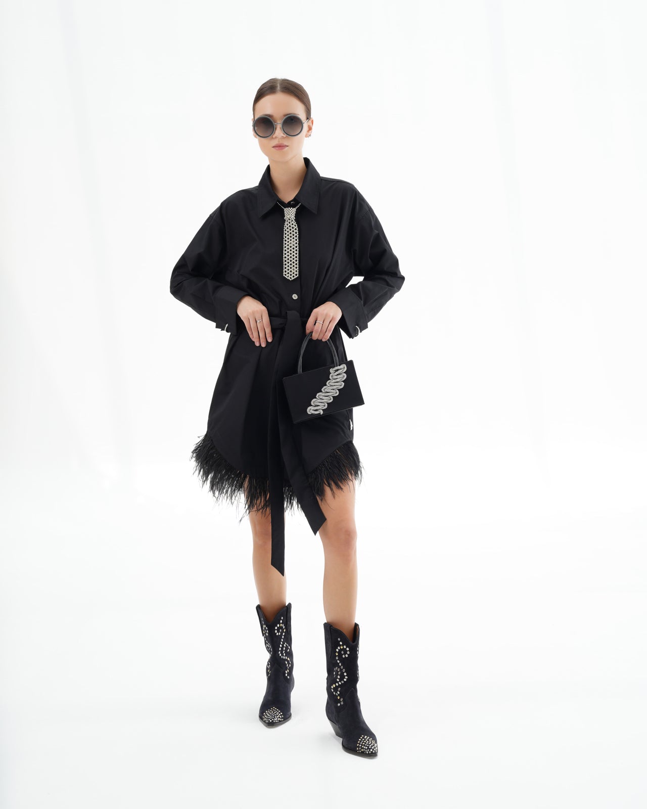 feather trim shirt dress Luxury Nightwear